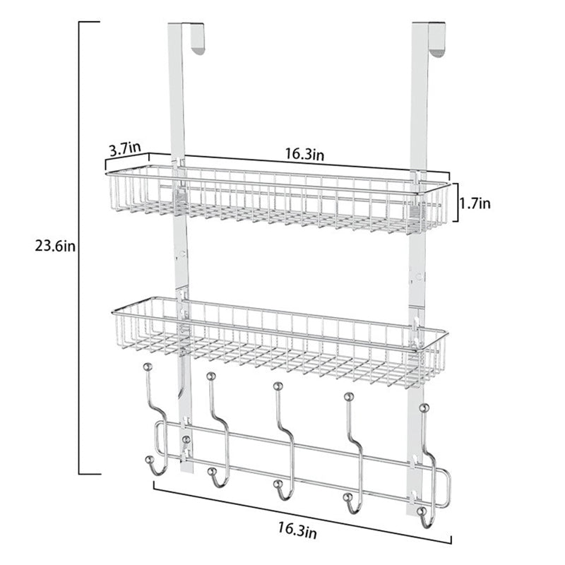 001-ZJGG-002 Over The Door Hanging Basket with 5 Hooks for Bathroom Living Room 001-ZJGG-002 Over The Door Hanging Basket with 5 Hooks for Bathroom Living Room